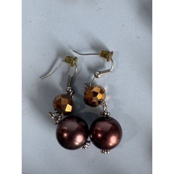 Copper Blue Green Orange Venetian Glass Beaded Necklace & Earrings Set - Picture 7 of 10